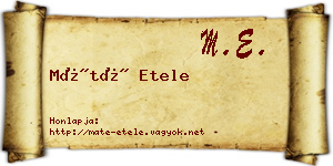 Máté Etele névjegykártya